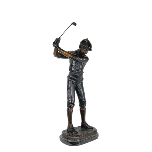 bronze golfer statue classic swing sculpture large scale golfing with club