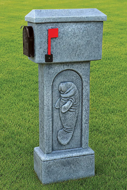 American made manatee mailbox sculpture in cast stone