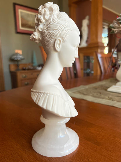 Italian Manon Lescaut bust by A. Giannelli captures the famed literary heroine in a refined Neoclassical style