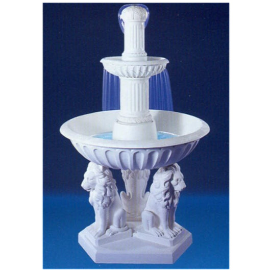 Carrara Marble Three Lions Fountain Made in Italy Sculpture
