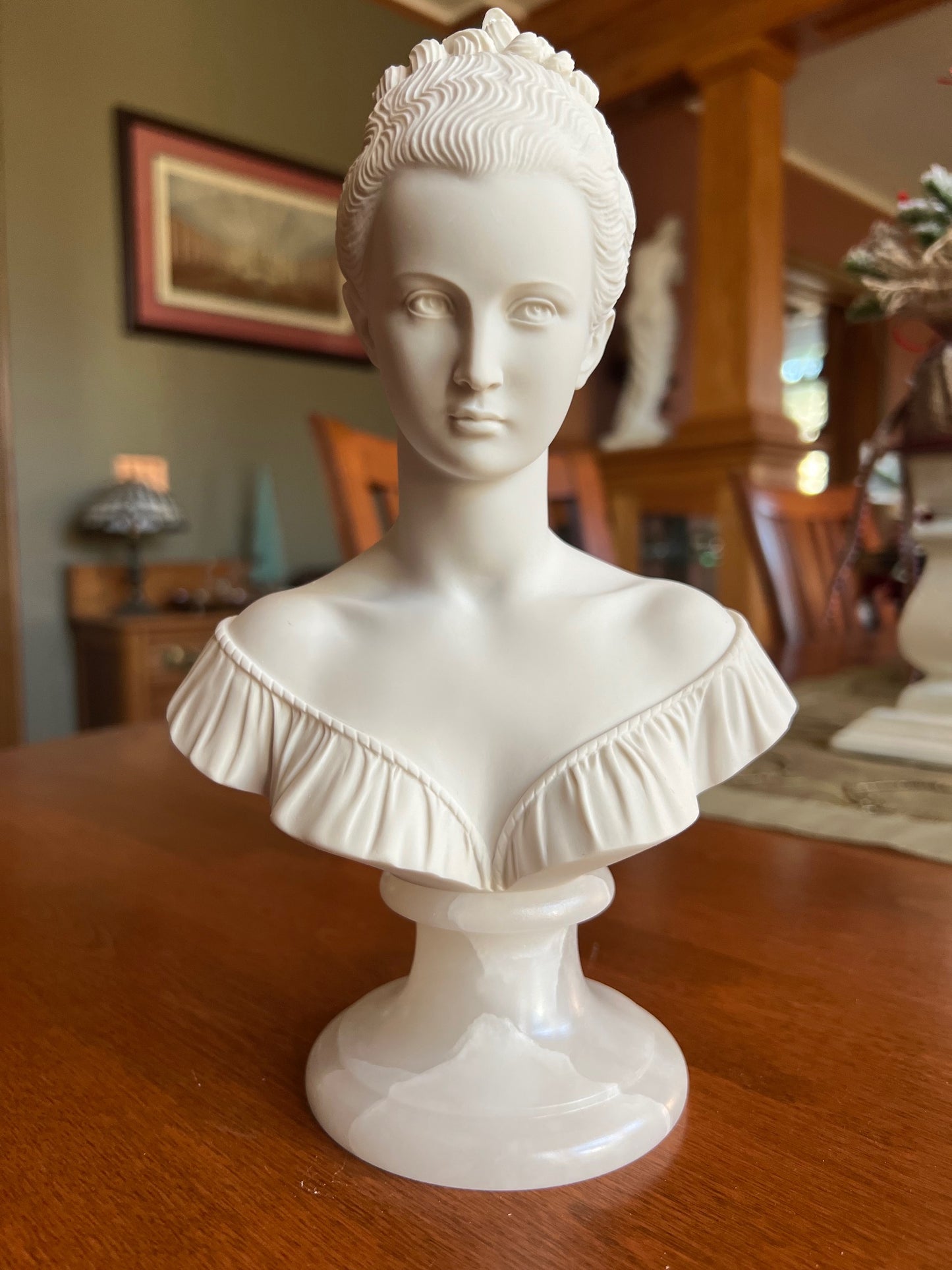 Manon Lescaut sculptural bust depicting the tragic literary heroine of French romantic literature, inspired by Abbé Prévost and rendered in Italian marble.
