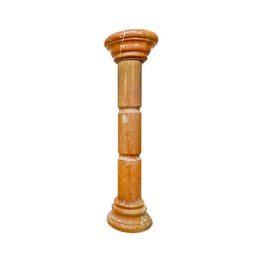 Sahara Orange Marble Column Pedestal for Artwork Display tall base for statuary