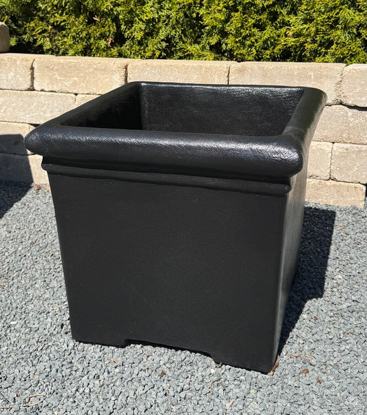 Medium square cast stone planter made in America