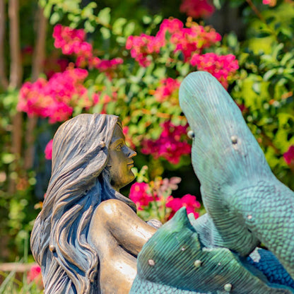 Mermaid Laying in Repose Garden Sculpture Side View