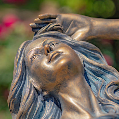 36 inch Long Mermaid Reclining on Rock Garden Statue in Antique Bronze