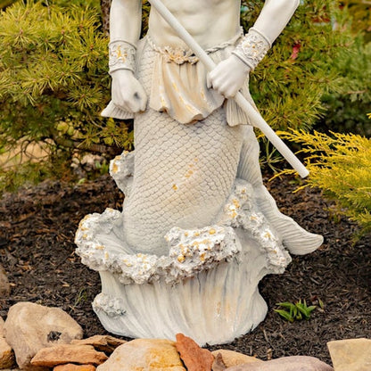 Merman Garden Statue Holding Trident outdoor large scale Neptune 