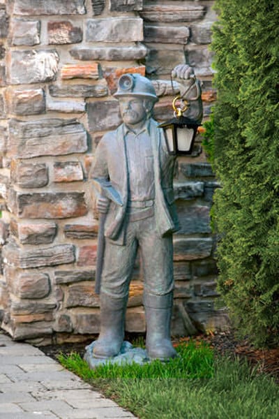 Miner Sculpture with Lantern Cement Statue Garden Lighting Outdoor