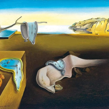Miniature melting clock sculpture inspired by Salvador Dalí three-dimensional interpretation from the actual painting The Persistence of Memory