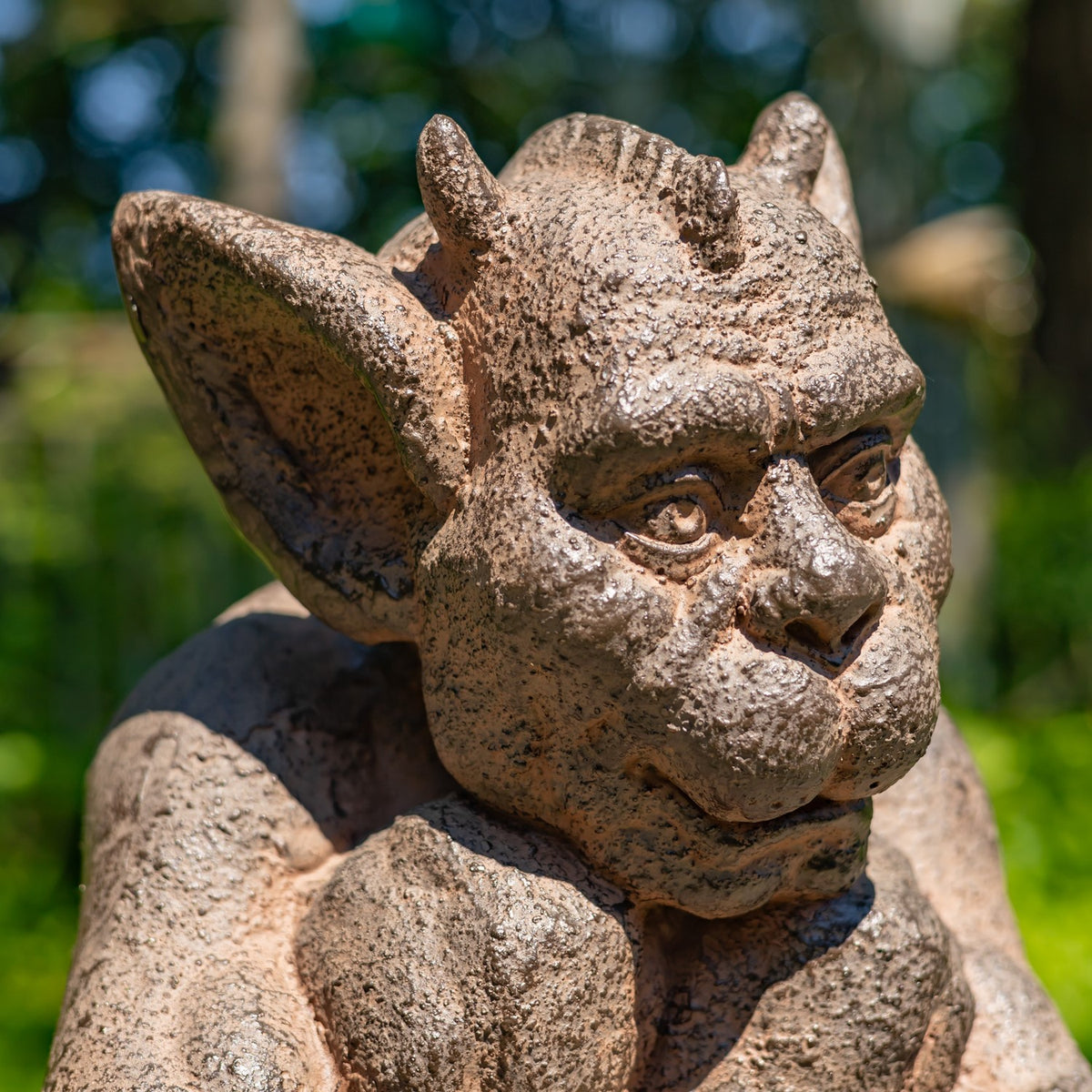 Mischievous Gargoyle Crouching Garden Sculpture