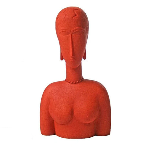 Decorative Modigliani Abstract Female Bust Red Sculpture Woman Art Replica
