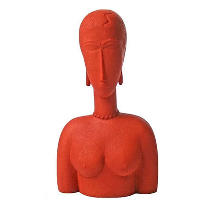 Decorative Modigliani Abstract Female Bust Red Sculpture Woman Art Replica