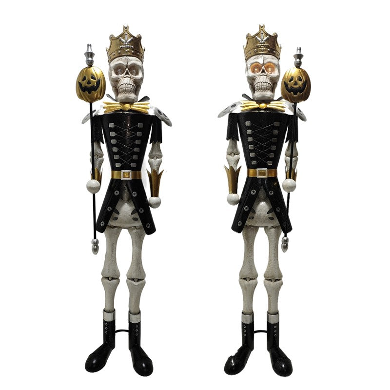 Mortimer and Grimwald LED Skeleton Sentries Set of Two sculptures made of iron