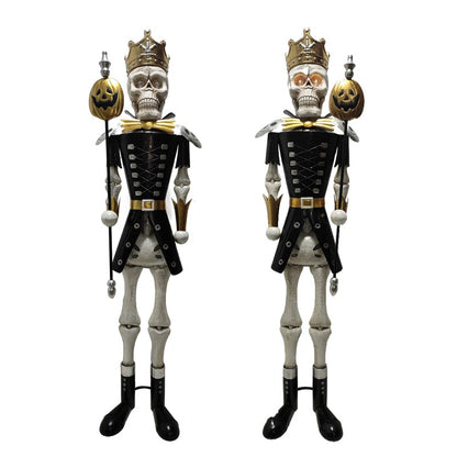Mortimer and Grimwald LED Skeleton Sentries Set of Two sculptures made of iron