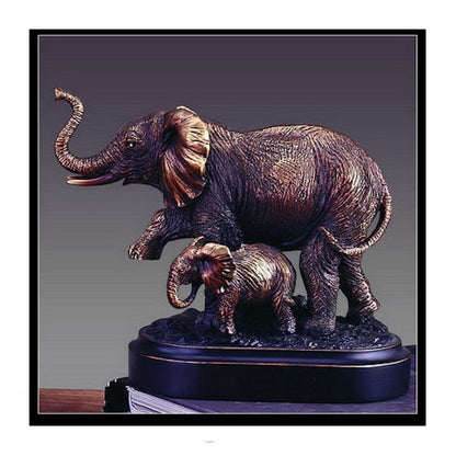 Mother and Calf Elephant Statue 5" High on black base. Ideal for wildlife awards, conservation trophies, and heartfelt gifts