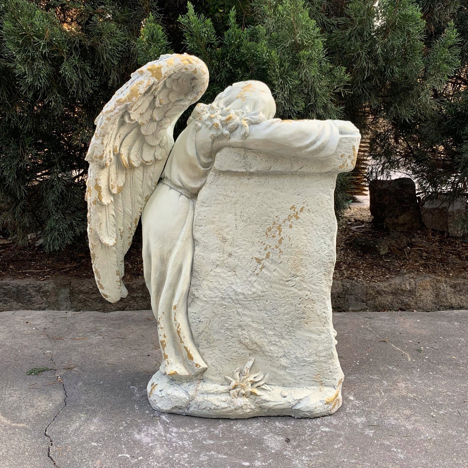 Mourning Angel Religious Memorial Statue for Garden or Cemetery back view