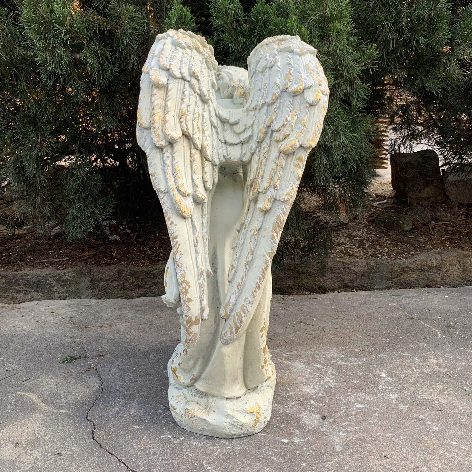 Mourning Angel Religious Memorial Statue for Garden or Cemetery side view 