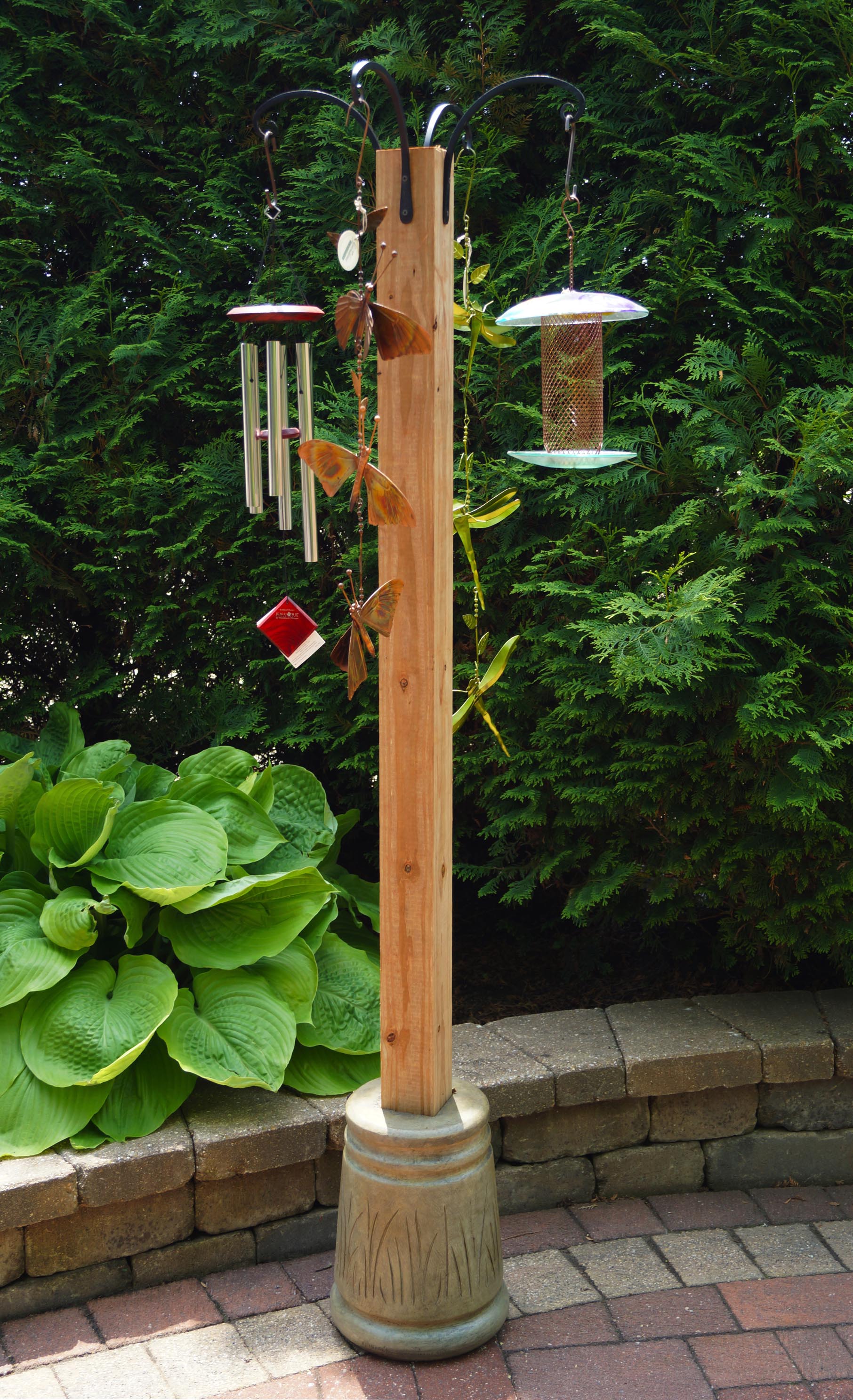 Multi-Use Garden Post Holder Base Cast Stone add your own post