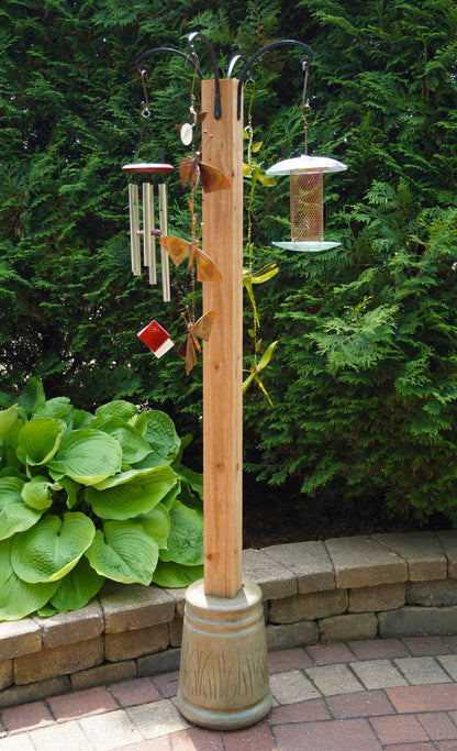 Multi-Use Garden Post Holder Base Cast Stone add your own post