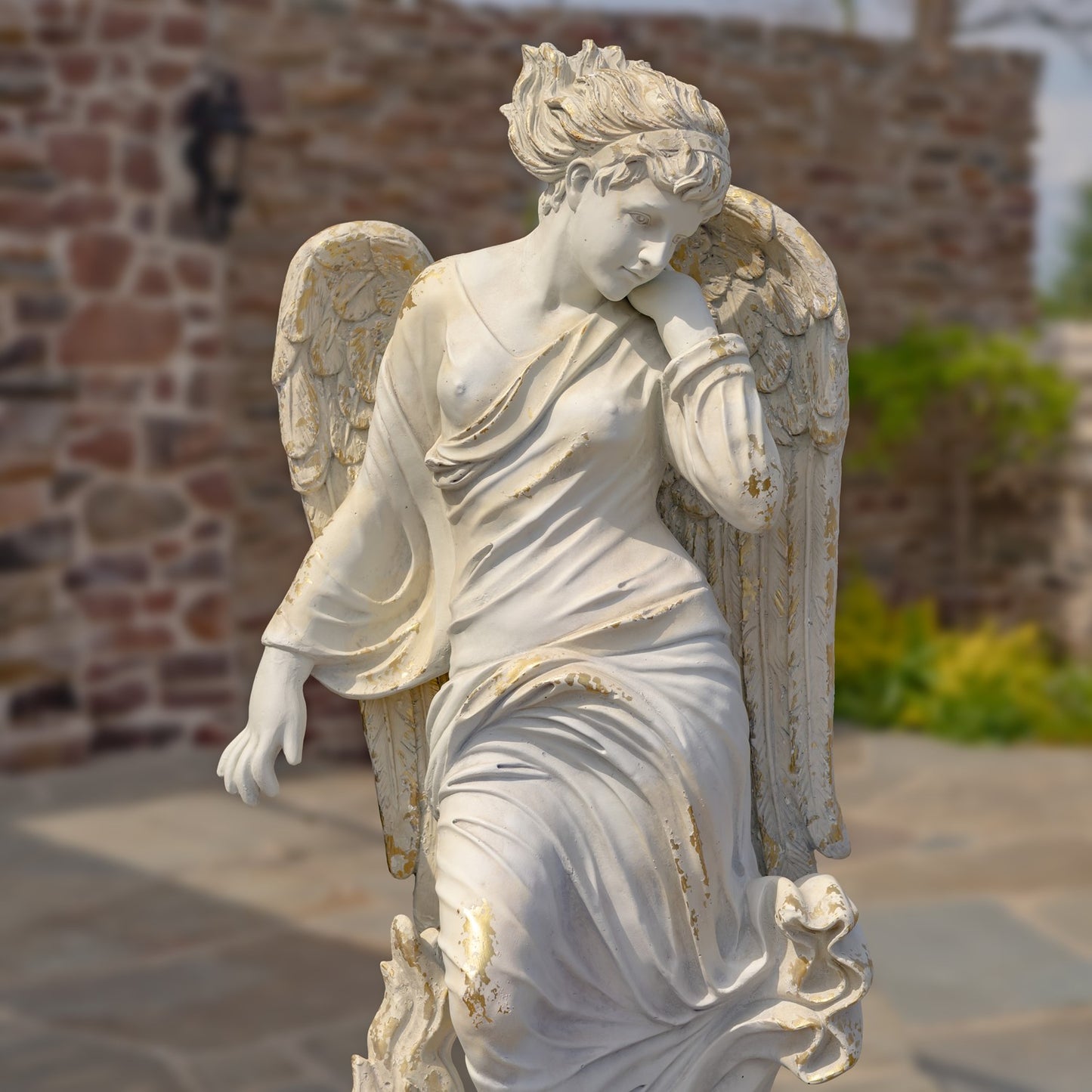 Muse of the Heavens Life-Size Angel Garden Statue close up 