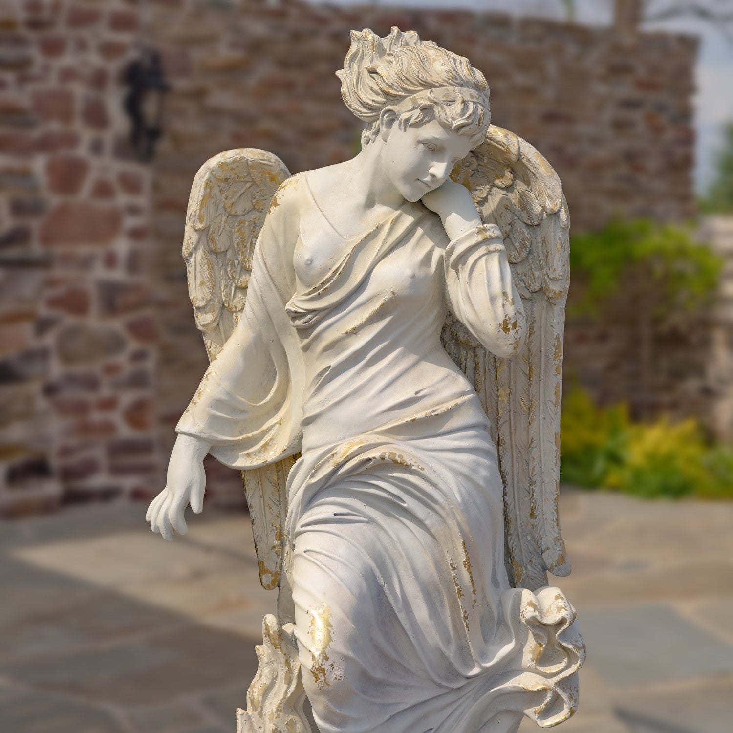 Muse of the Heavens Life-Size Angel Garden Statue close up 