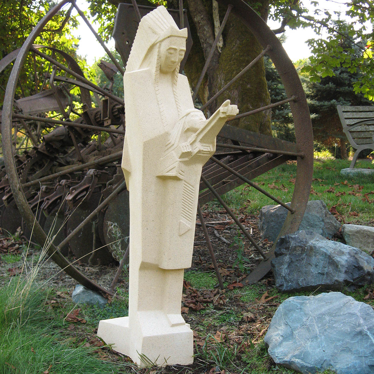 Nakomis 36 inch Wright prairie style statue Native American Indian inspired figure