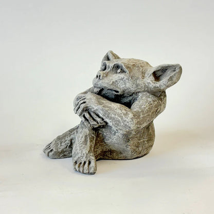 Side view Gargoyle Naughty Imp Sassy Concrete Desk Guardian Sculpture