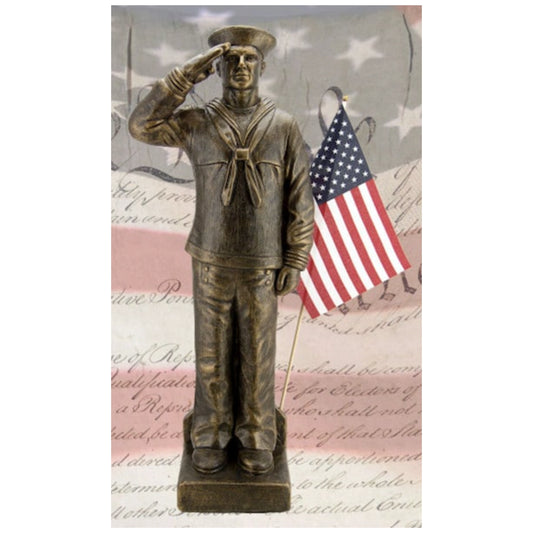 Armed Forces Navy Uniform Soldier Sculpture with American Flag