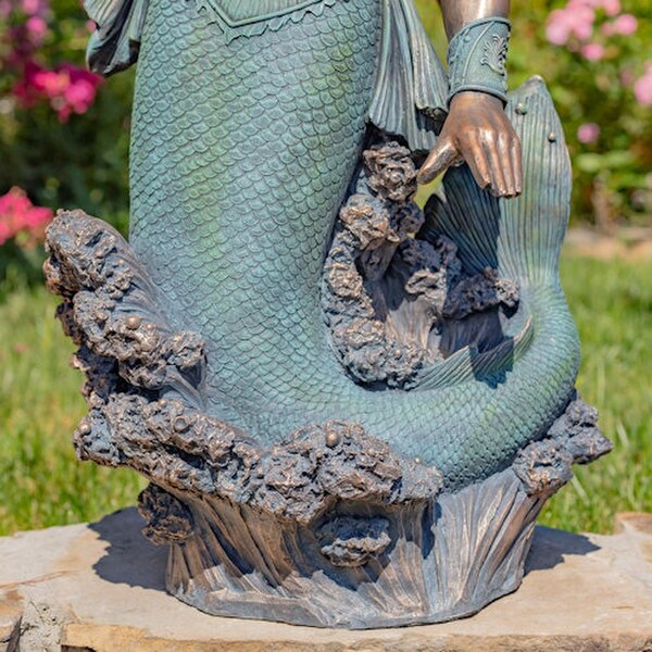 Merman Garden Sculpture Throwing Trident Neptune’s Trident Sea God Garden Statue