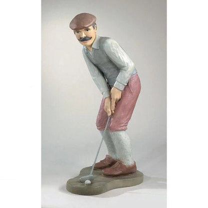 Nostalgic Golfer Man Statue Hand Painted in Colors