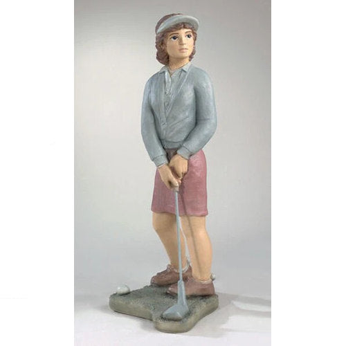 Nostalgic Golfer Woman Garden Sculpture Hand Painted