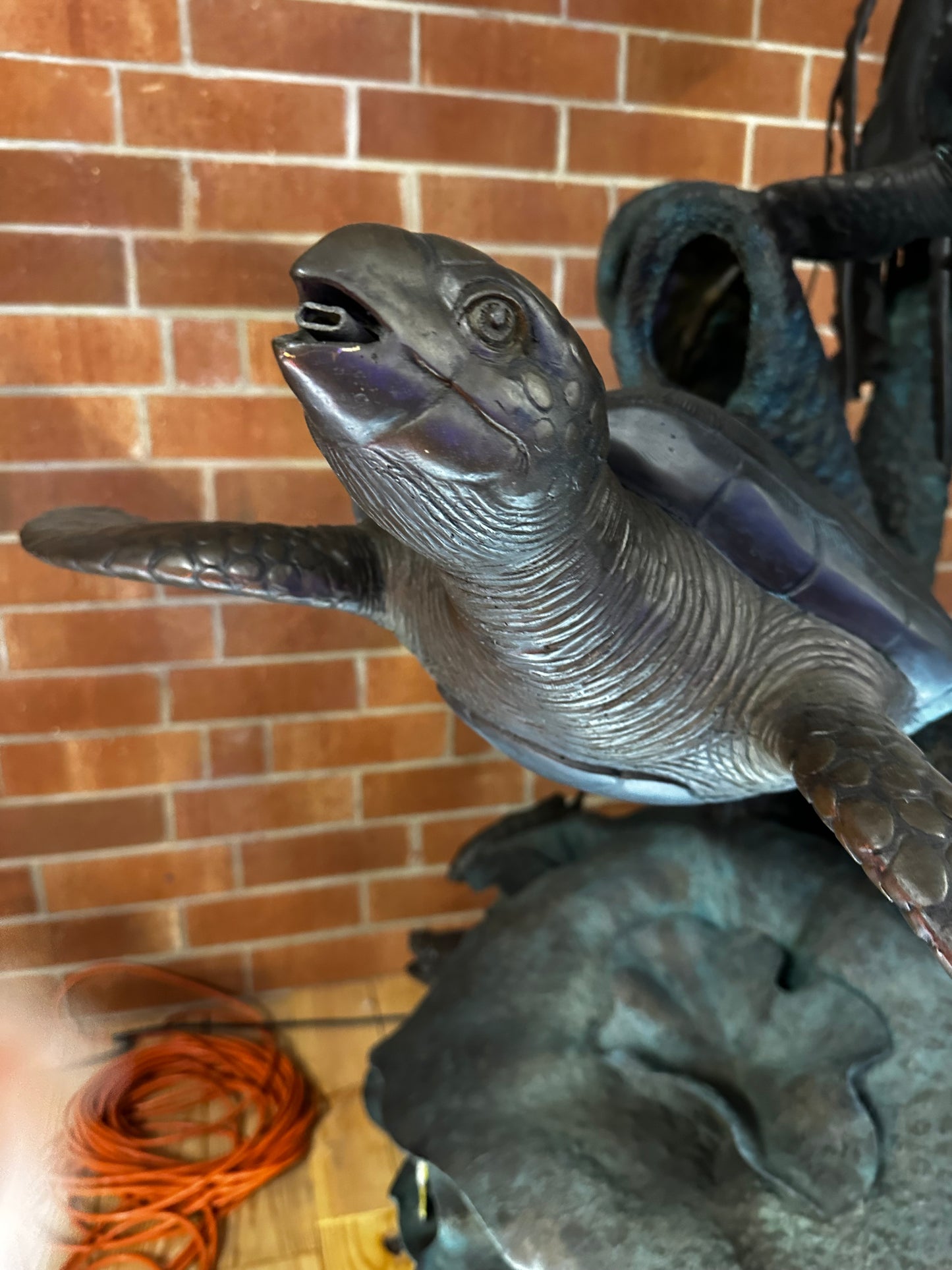 Close up of turtles mouth spout for a Grand Coral Reef Marine Life Fountain