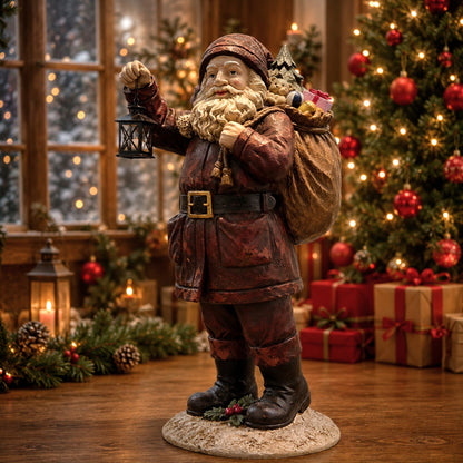 Old World Santa with lantern Christmas figurine 32 inches high