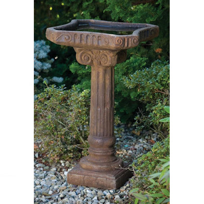 One Piece Distressed Fluted Birdbath Cement Garden Ionic Capital Art Made in America