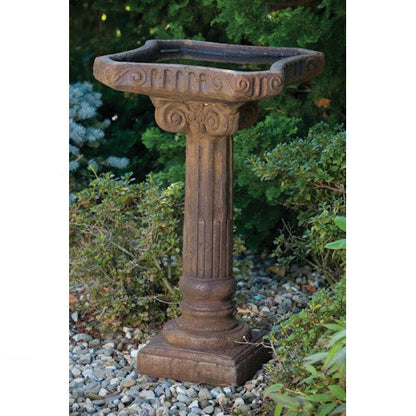 One Piece Distressed Fluted Birdbath 30"