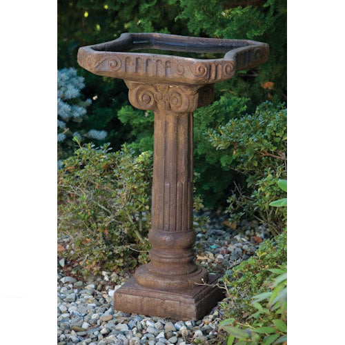 One Piece Distressed Fluted Birdbath 30"