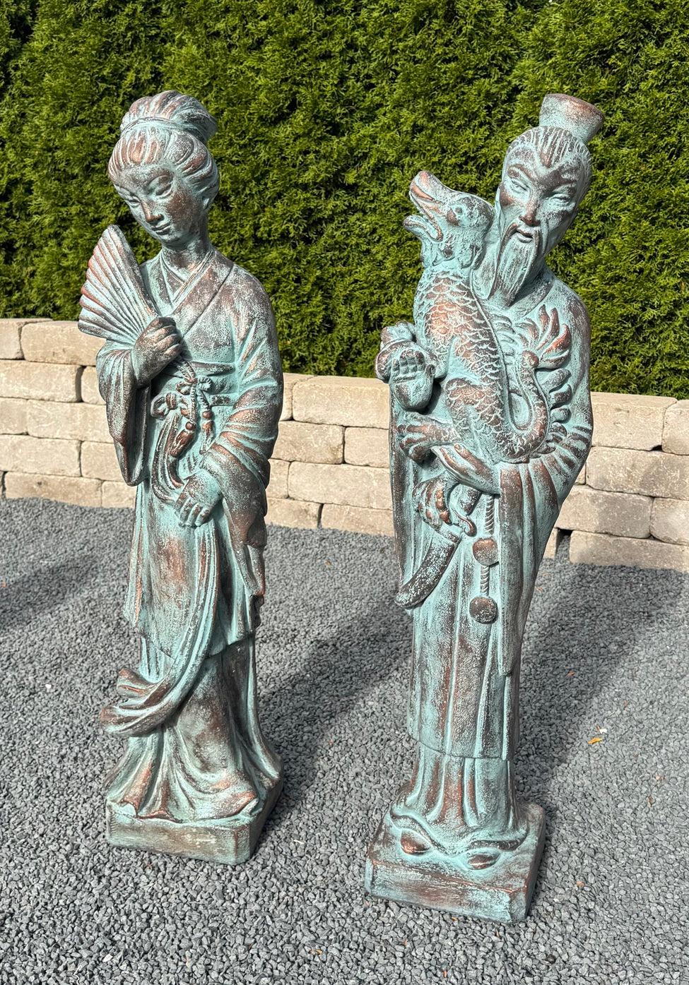 Oriental Mandarin Couple Garden Statue Set with man and woman