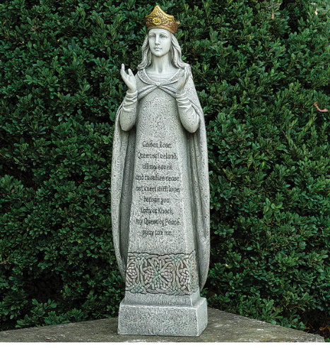 Irish Our Lady of Knock garden statue with prayer and crown Queen of Peace Ireland