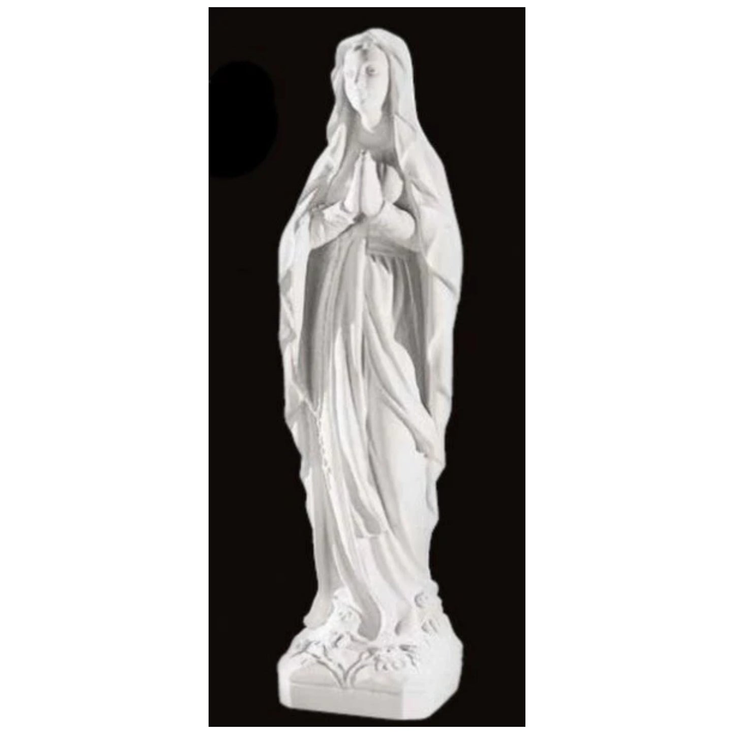 Old photo from Italy of the statue, Our Lady of Lourdes sculpture, 43.5 inches high in Italian marble.