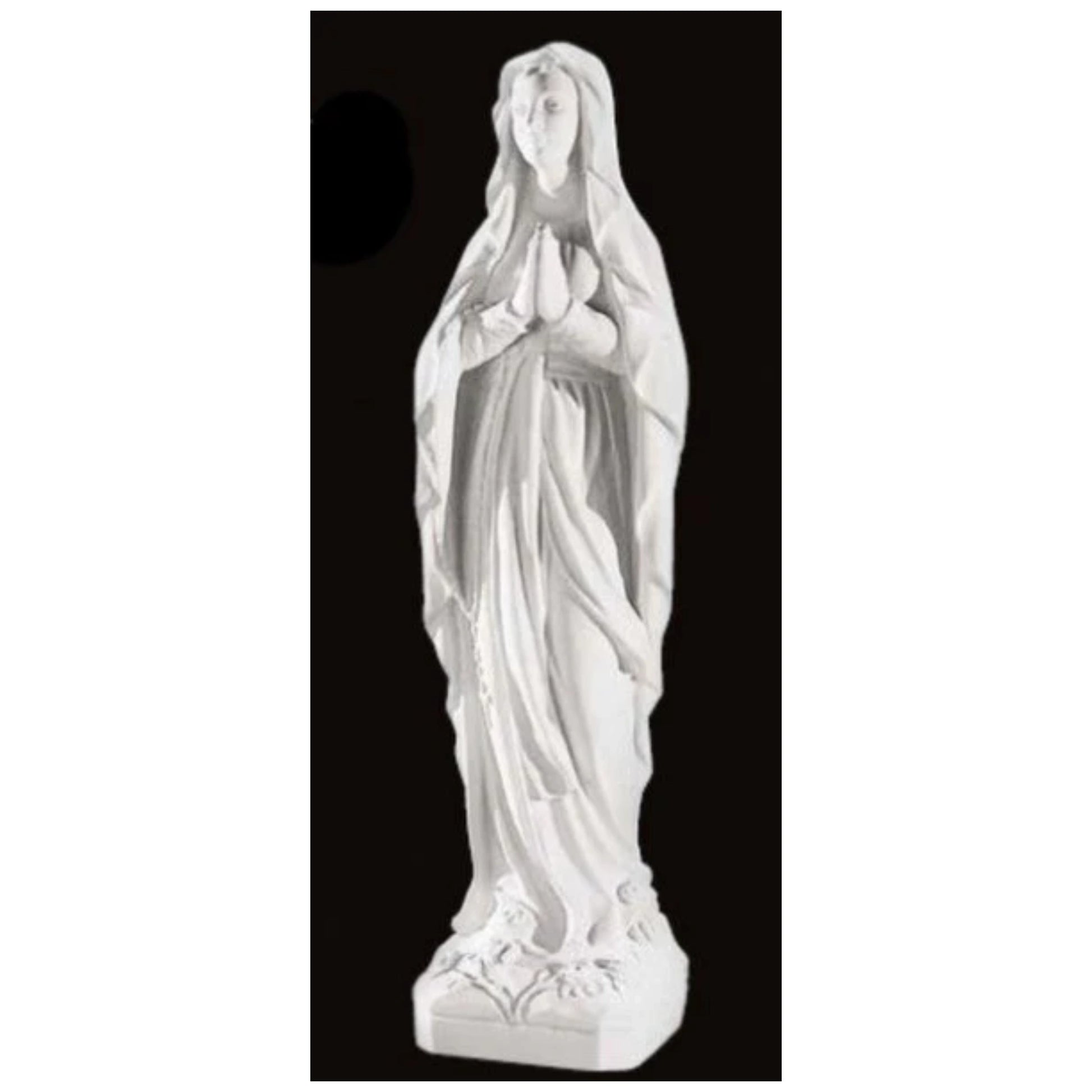 Old photo from Italy of the statue, Our Lady of Lourdes sculpture, 43.5 inches high in Italian marble.