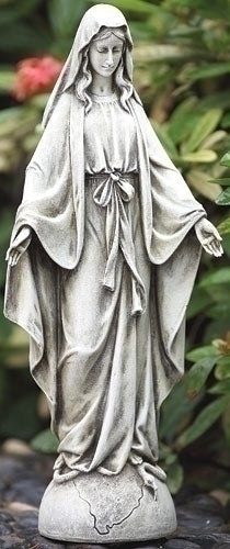 Our Lady of Grace Weathered Stone Resin Garden Sculpture Religious