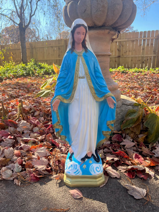 Our Lady of Grace garden statue with outstretched hands