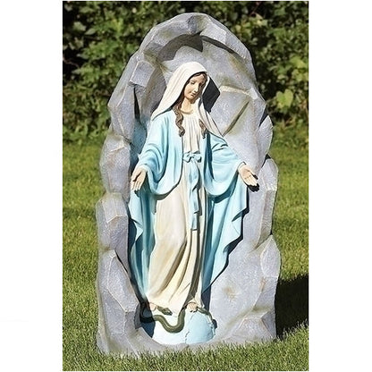 Our Lady of Grace Sculpture in Grotto in Alcove Garden Statue Colored Religious