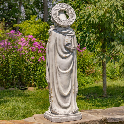 Back View Our Lady of Perpetual Help Statue – Antique Grey Religious Art Sculpture Life Size