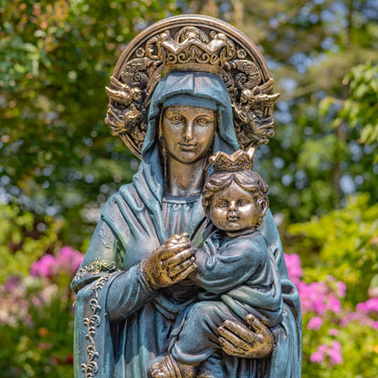 Our Lady of Perpetual Help Outdoor Statue – Blessed Mother and Child Close up