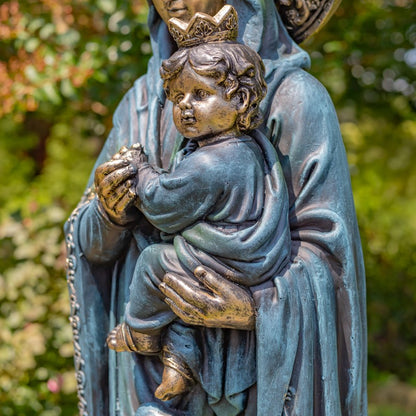 Our Lady of Perpetual Help Outdoor Statue – Blessed Mother and Child close up of Christ face