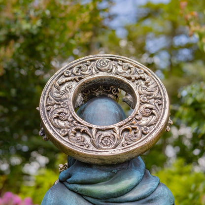 Our Lady of Perpetual Help Religious Garden Sculpture Back view of decorative halo of Mother Mary