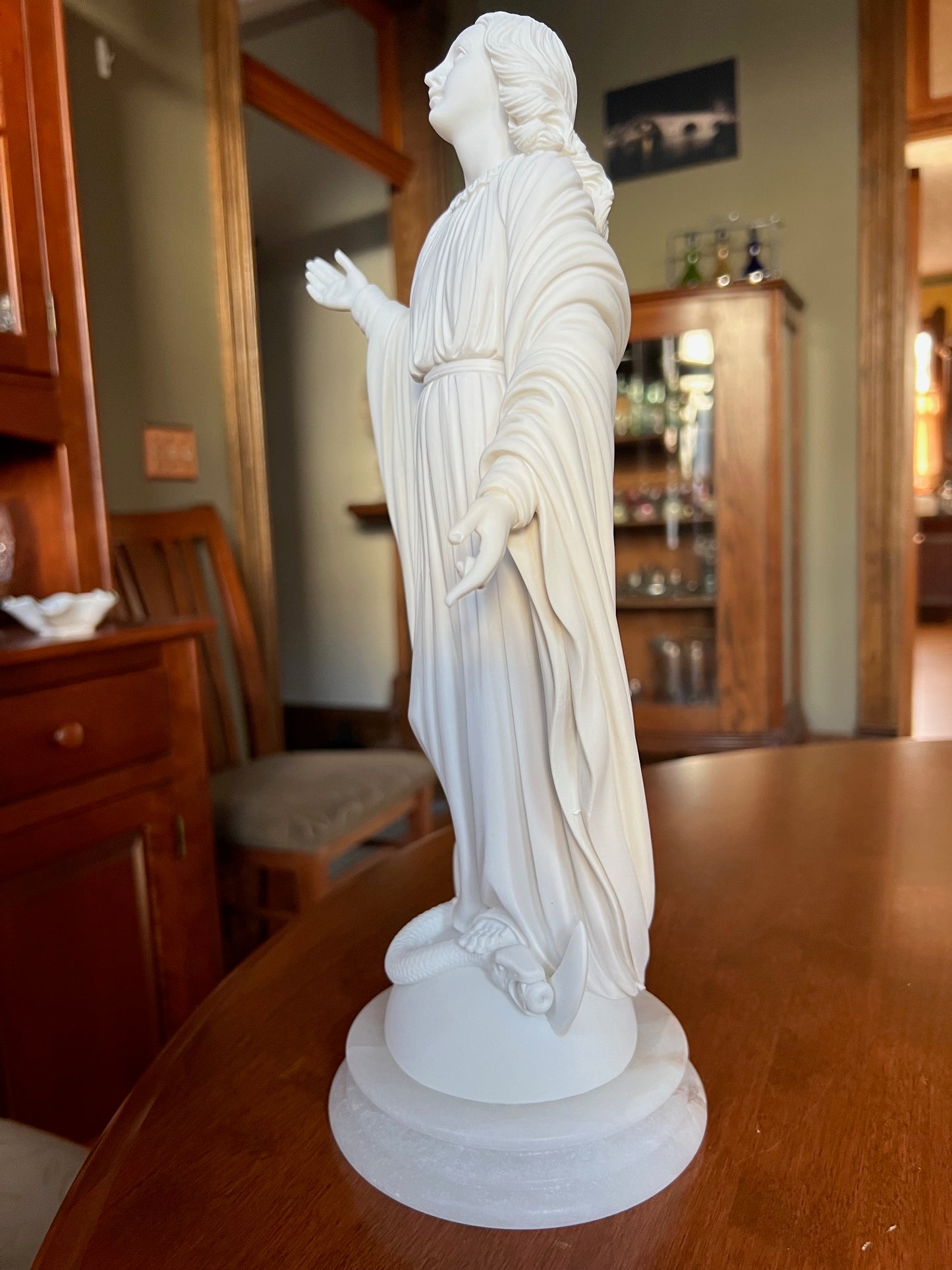 Side view Immaculate Conception Statue — Our Lady of the Miraculous Medal