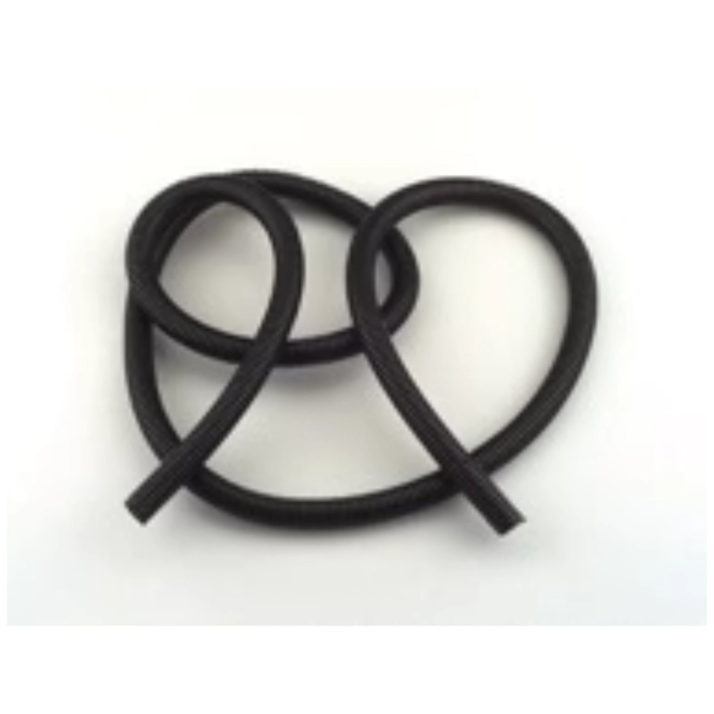 Two black rubber bands on a white background
