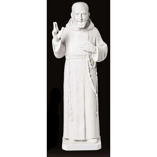 Carrara Marble Padre Pio Made in Italy Sculpture Life Size Benevolent statue