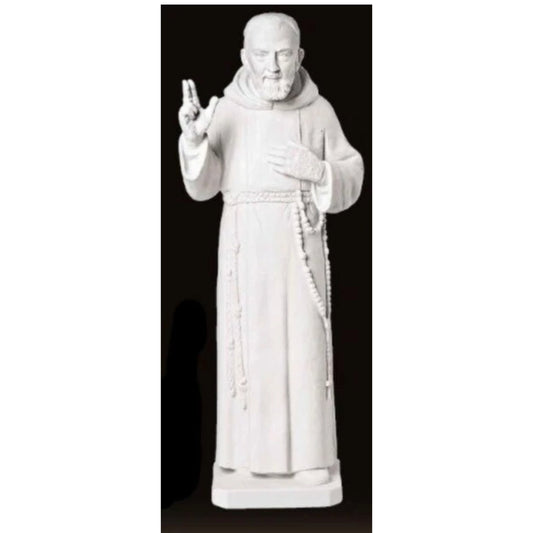 Padre Pio Carrara Marble Sculpture 39.5"